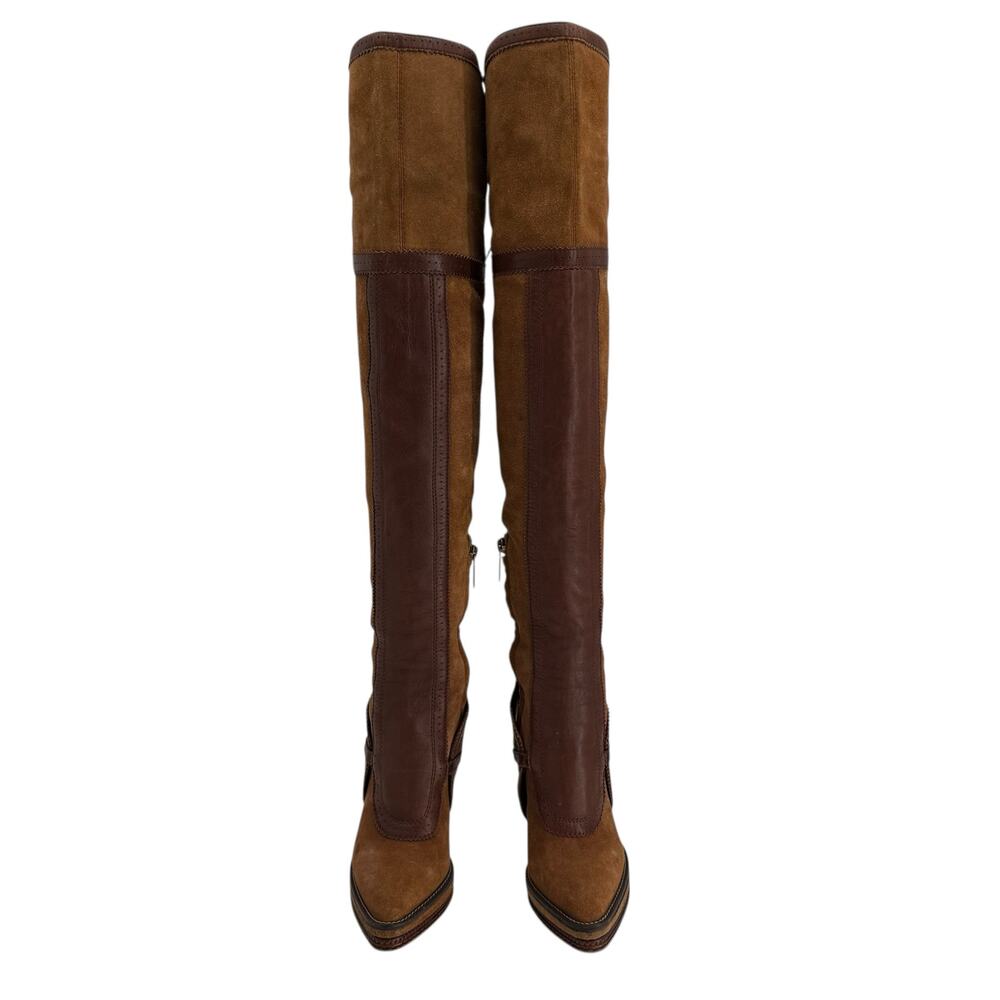 Dior Vintage Over The Knee Boots Brown Suede Leather Y2K Galliano EU 36.5 - Picture 3 of 15